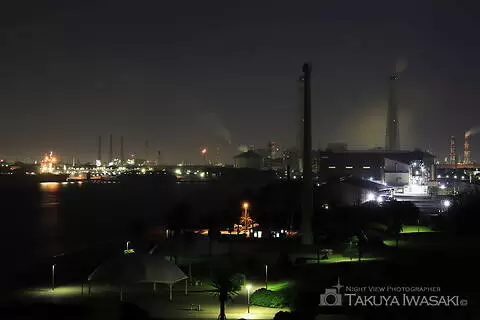 袖ヶ浦海浜公園の工場夜景スポット写真（1）class=