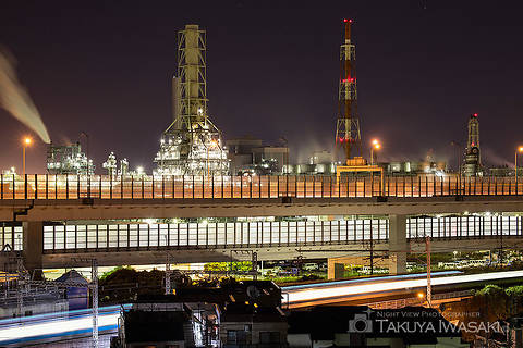 根岸加曽台七曲り坂の工場夜景スポット写真（2）class=