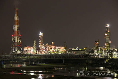 大正橋の工場夜景スポット写真（4）class=