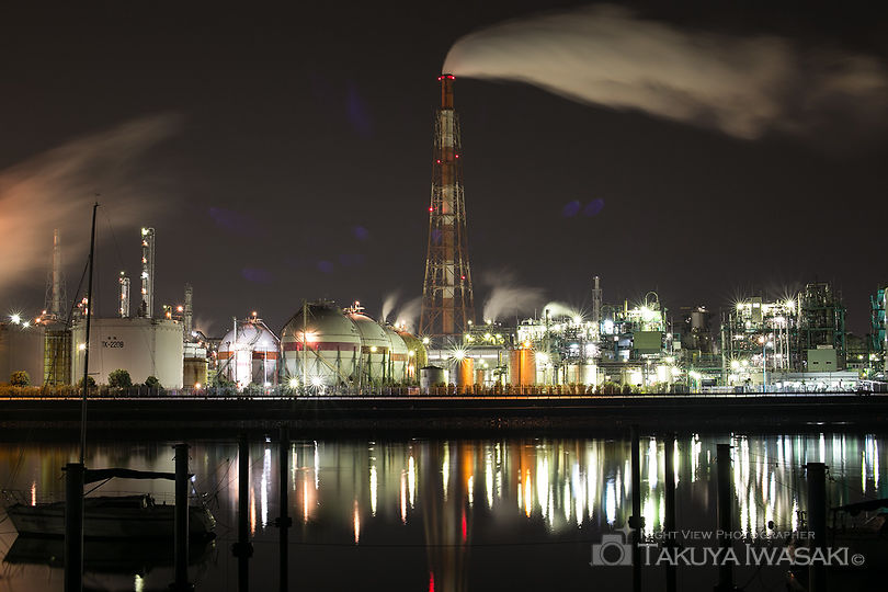 霞ヶ浦緑地の工場夜景スポット写真（1）