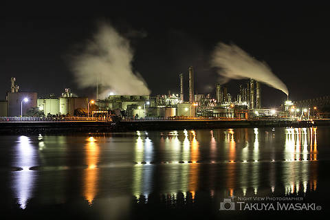 霞ヶ浦緑地の工場夜景スポット写真（2）class=