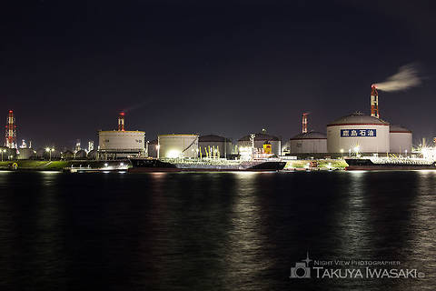 港公園の工場夜景スポット写真（1）class=
