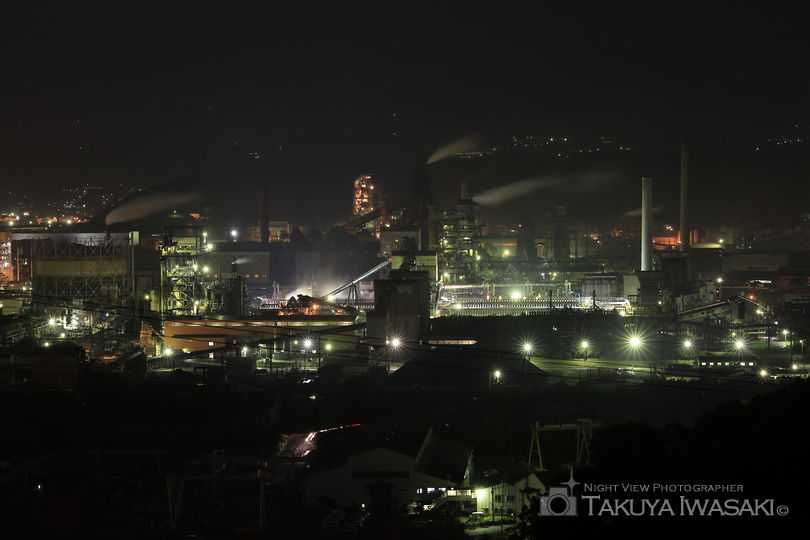 大沢町・室蘭観光道路の工場夜景スポット写真（1）