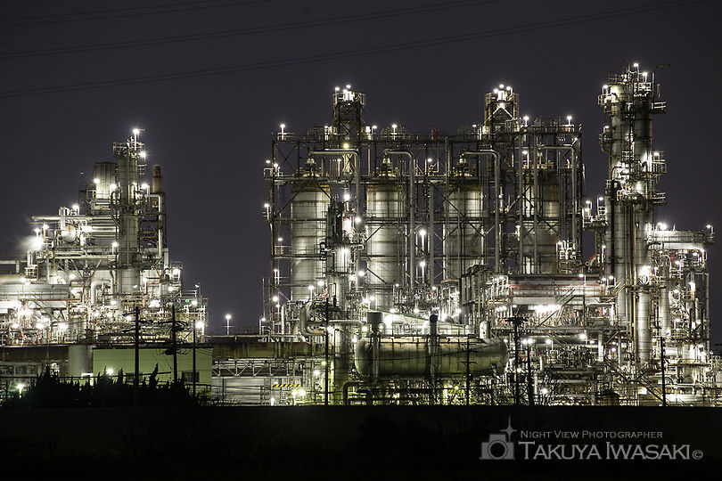 磯津堤防突堤の工場夜景スポット写真（5）