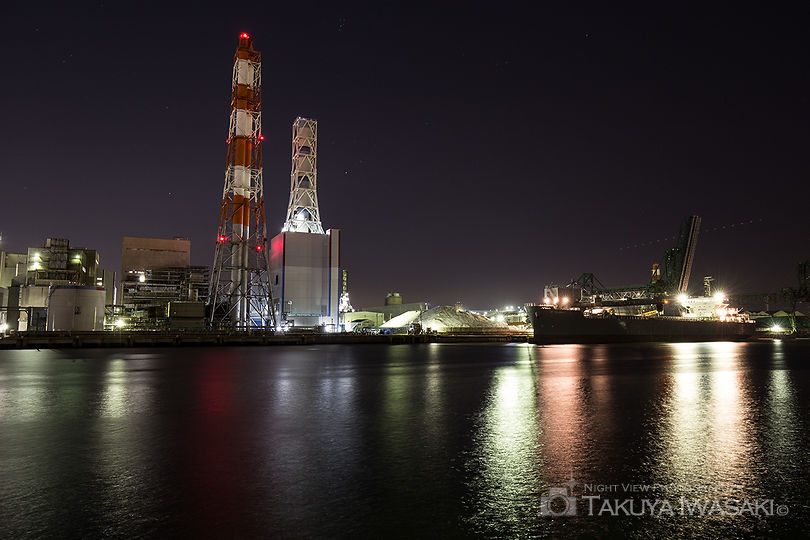 大川緑地の工場夜景スポット写真（1）