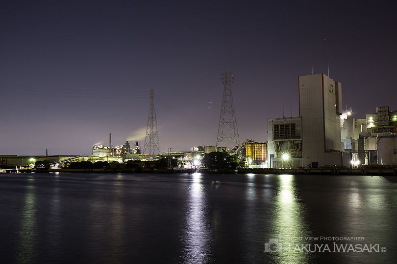 大川緑地の工場夜景スポット写真（3）