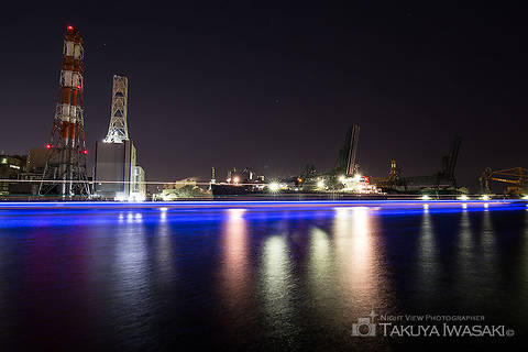 大川緑地の工場夜景スポット写真（4）class=