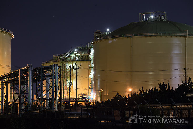 鹿島石油 東門前付近の工場夜景スポット写真（5）