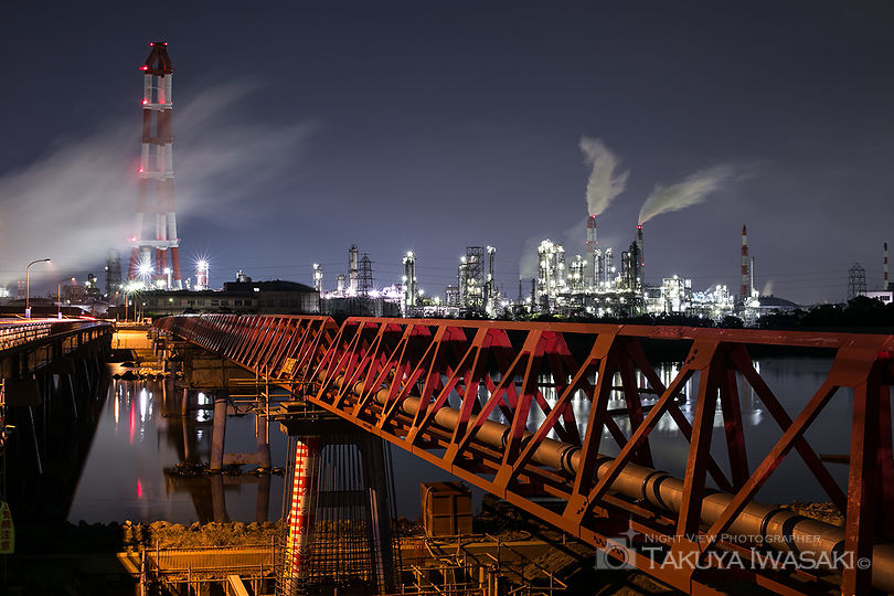 磯津橋の工場夜景スポット写真（4）