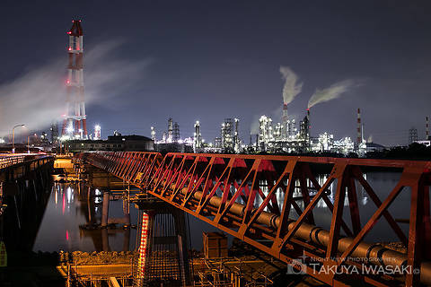 磯津橋の工場夜景スポット写真（4）class=