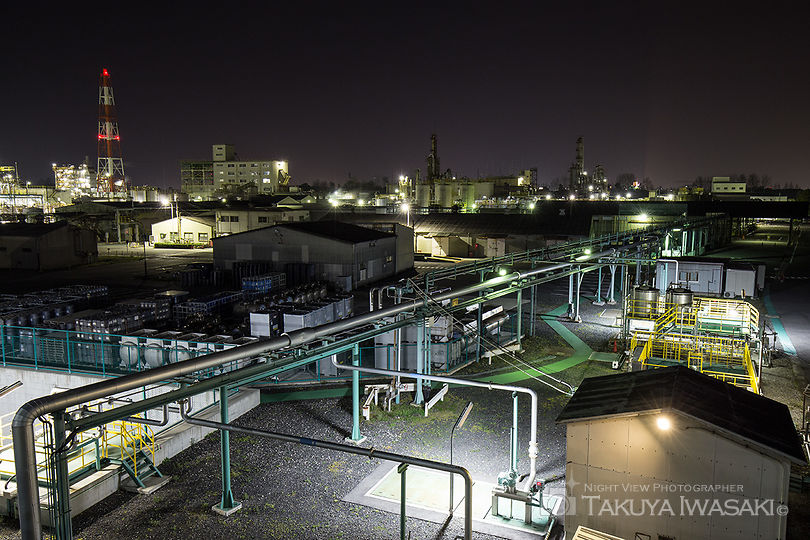 日永跨線橋の工場夜景スポット写真（1）