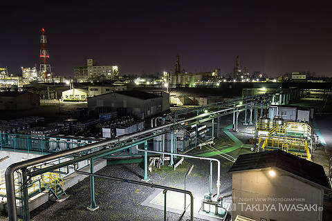 日永跨線橋の工場夜景スポット写真（1）class=