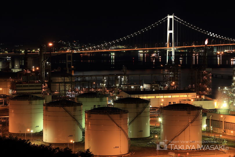 国道37号線・白鳥湾展望台付近の工場夜景スポット写真（2）