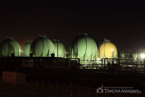 幌萌町・歩道橋の工場夜景スポット写真（1）class=