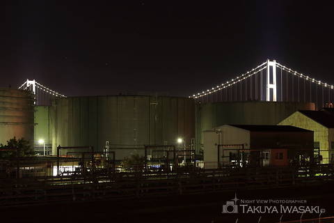 幌萌町・歩道橋の工場夜景スポット写真（3）class=
