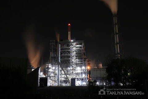 日本製紙・大竹工場付近の工場夜景スポット写真（1）class=