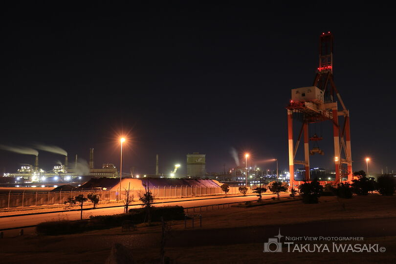 広畑緑地の工場夜景スポット写真（1）