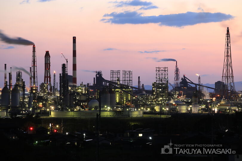 児島宇野津の棚田の工場夜景スポット写真（1）