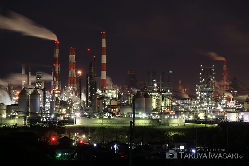 児島宇野津の棚田の工場夜景スポット写真（2）