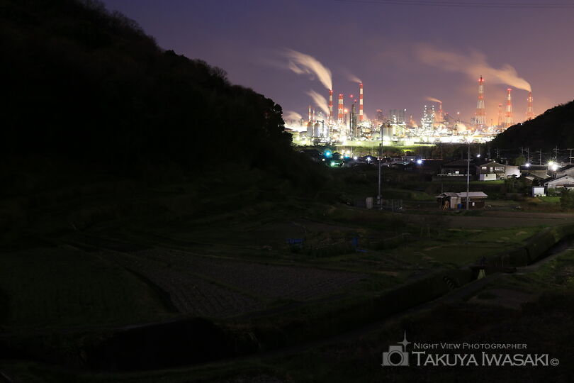 児島宇野津の棚田の工場夜景スポット写真（3）