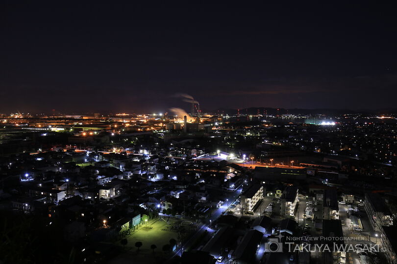 亀島山花と緑の丘公園 展望広場の工場夜景スポット写真（1）