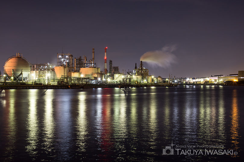 千鳥町 三菱化学物流前の工場夜景スポット写真（1）