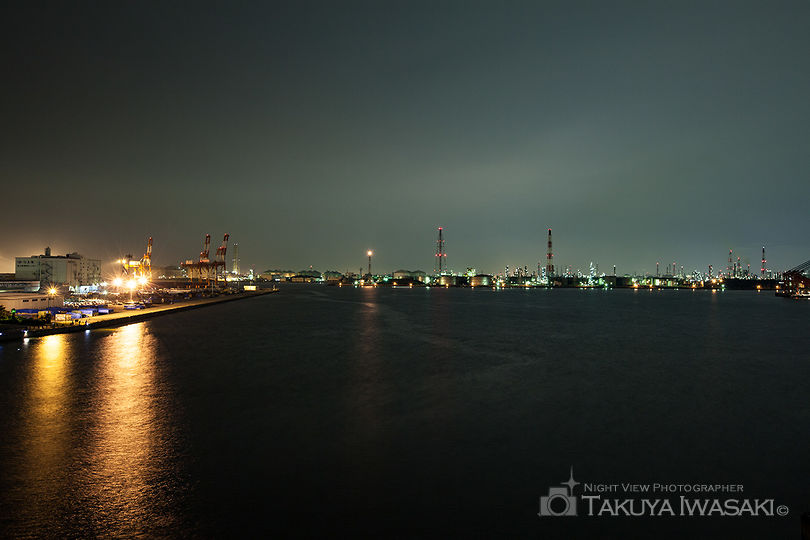 泉大津大橋の工場夜景スポット写真（1）