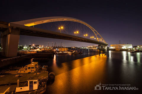 浜寺大橋の工場夜景スポット写真（1）class=