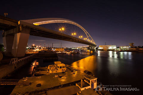 浜寺大橋の工場夜景スポット写真（2）class=