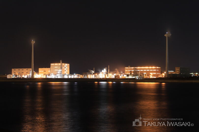 アンモニア岸壁の工場夜景スポット写真（1）