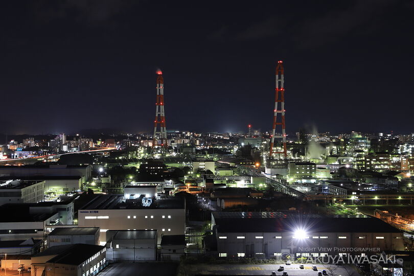 黒崎城跡の工場夜景スポット写真（1）