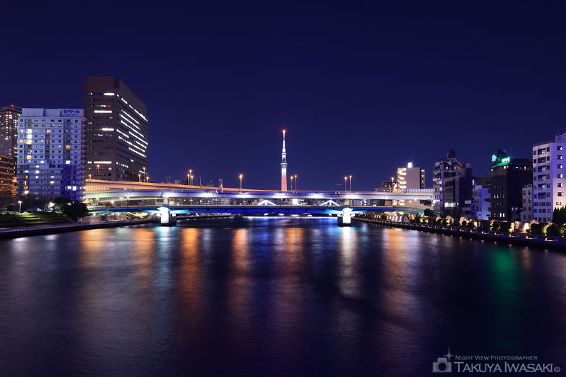 永代橋 北側歩道の夜景スポット写真（2）