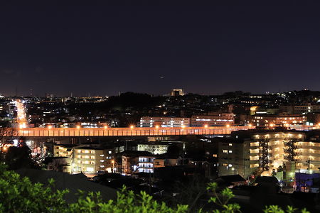 東名高速を中心に夜景を望む