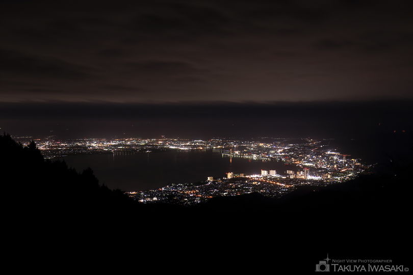 四明嶽駐車場手前の夜景スポット写真（1）