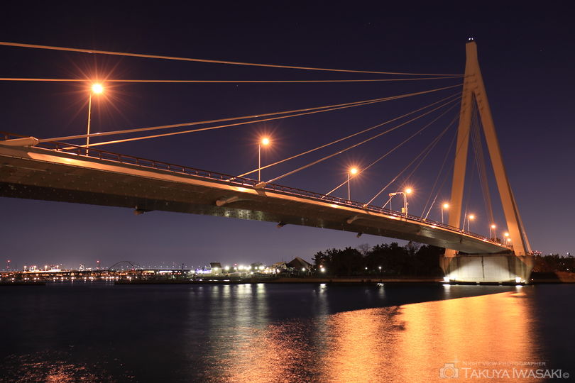常吉大橋高架下の夜景スポット写真（3）
