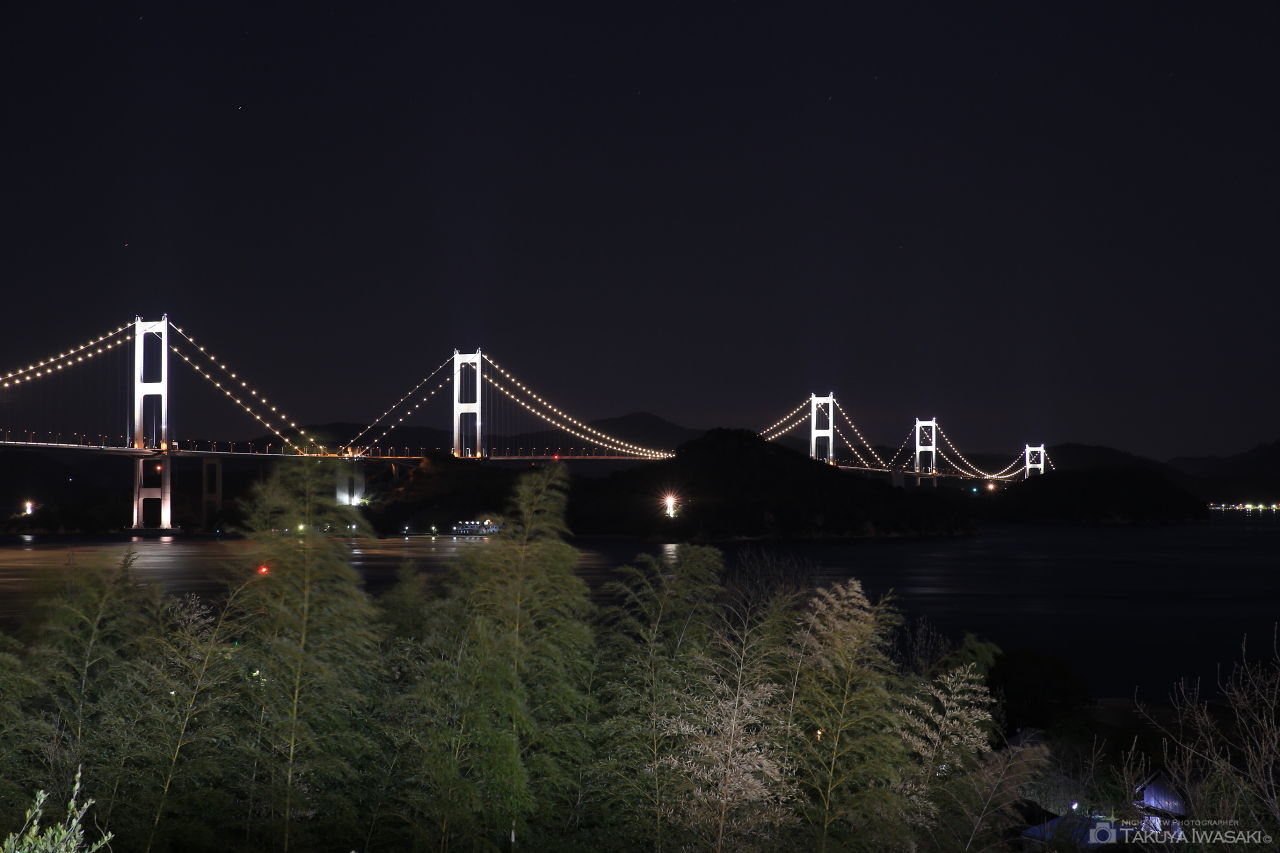 来島海峡SAの夜景スポット写真（1）