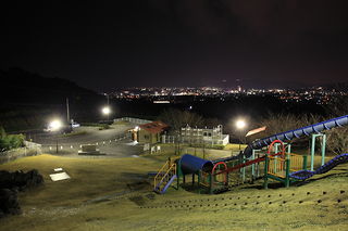 蒲郡市内の夜景とすべり台