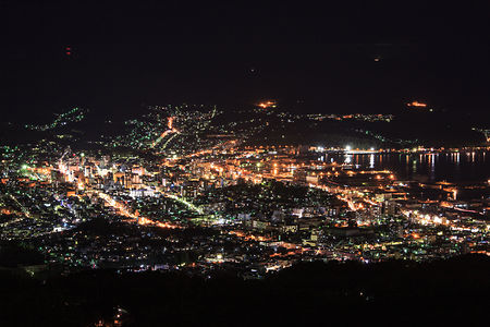 夕暮れの小樽市内の景色