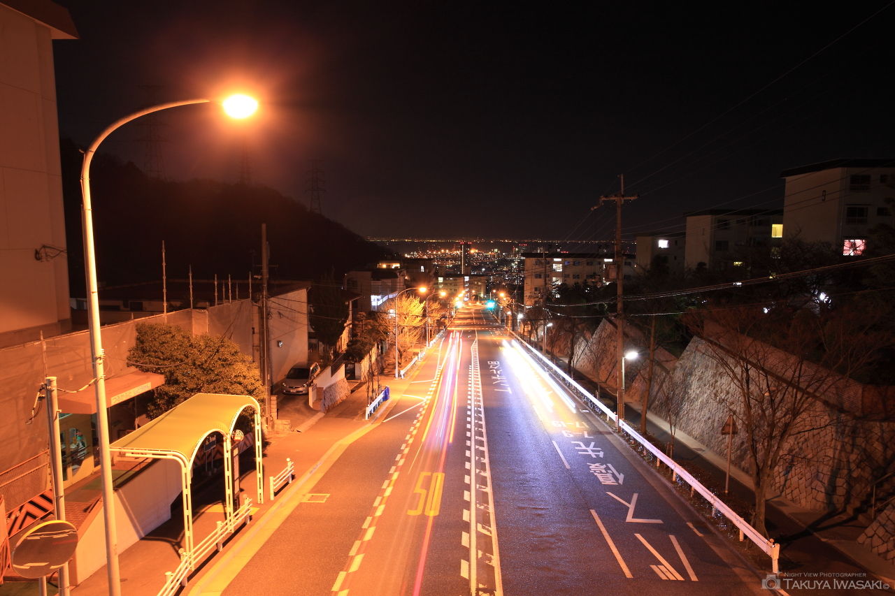 鶴甲東歩道橋の夜景スポット写真（1）