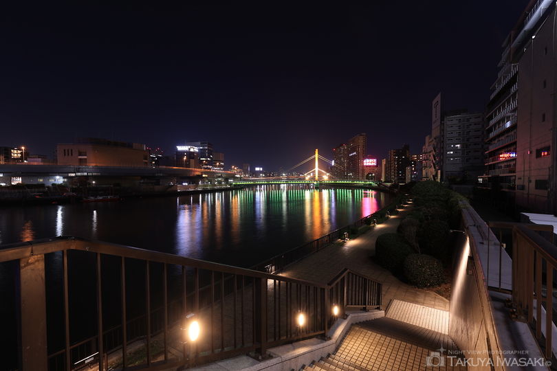 隅田川テラス・新大橋付近の夜景スポット写真（4）