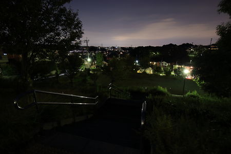 鶴川方面の夜景を階段付近から眺める