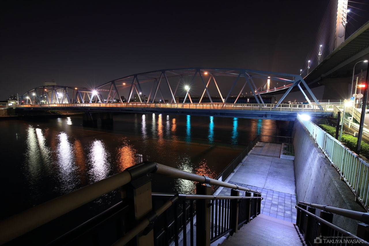 中川右岸緑道公園の夜景スポット写真（2）