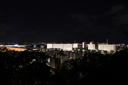 富岡団地を中心とした住宅街の夜景