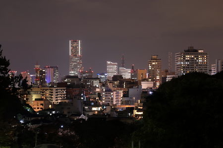 横浜ランドマークタワー・みなとみらい方面の夜景を望む