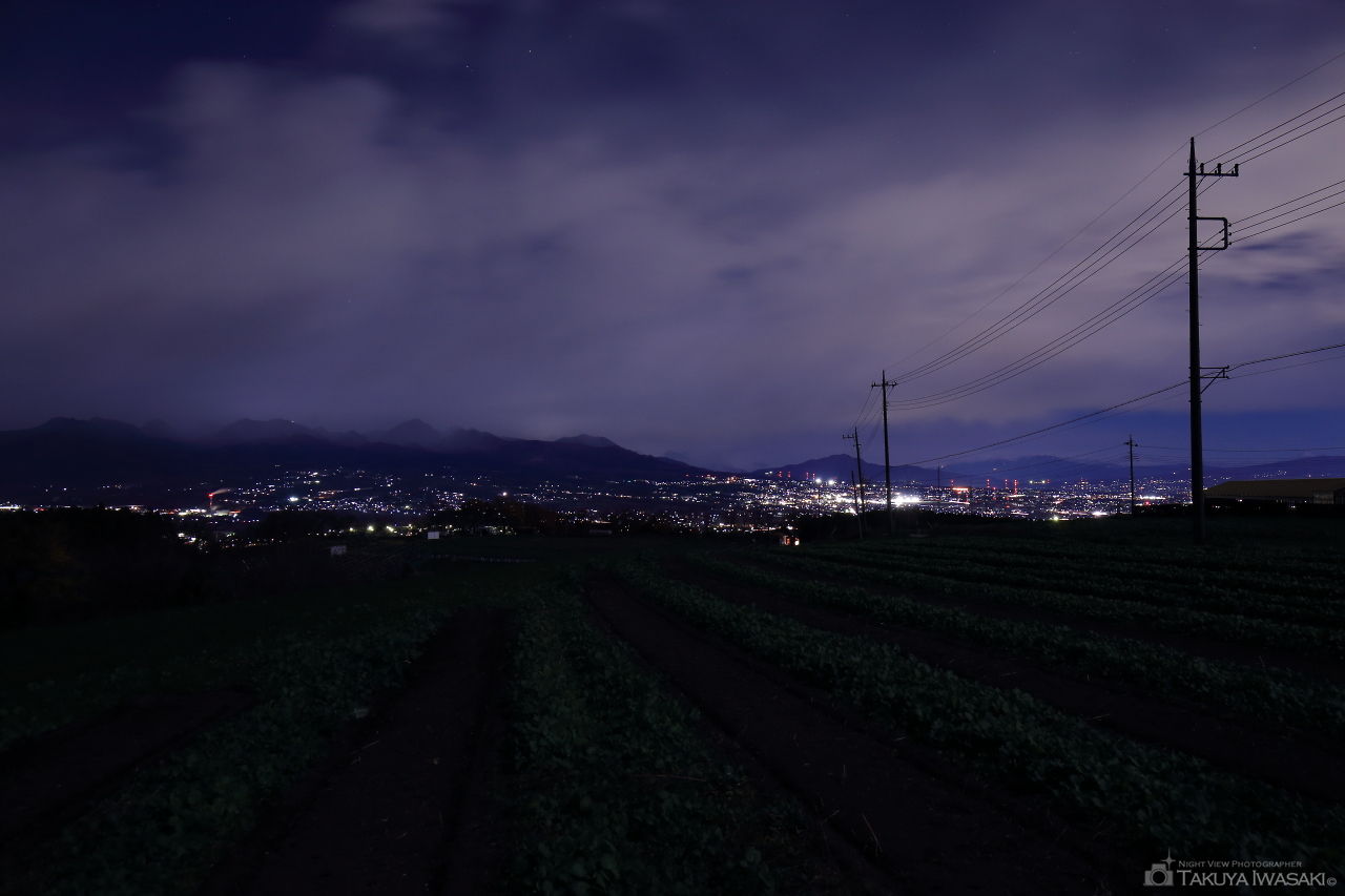 鼻高展望花の丘の夜景スポット写真（1）
