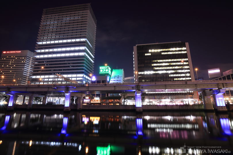 中之島遊歩道 大江橋駅前の夜景スポット写真（2）