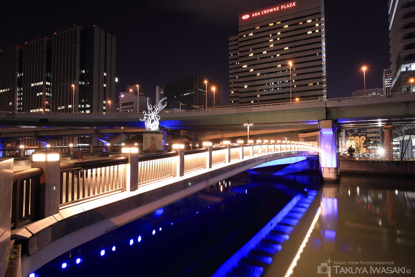 中之島遊歩道 大江橋駅前の夜景スポット写真（4）