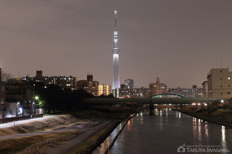 ふれあい橋の夜景スポット写真（1）