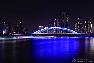 永代橋とリバーシティ方面の夜景