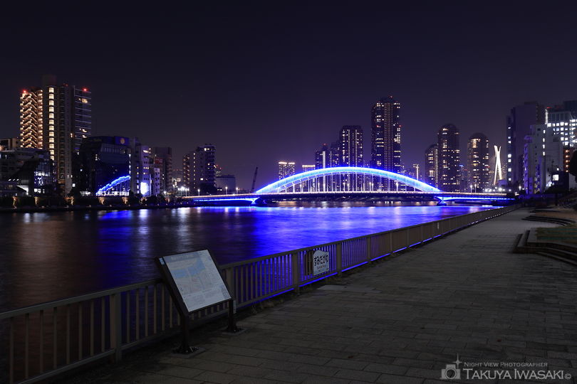 隅田川テラス　隅田川大橋付近の夜景スポット写真（2）